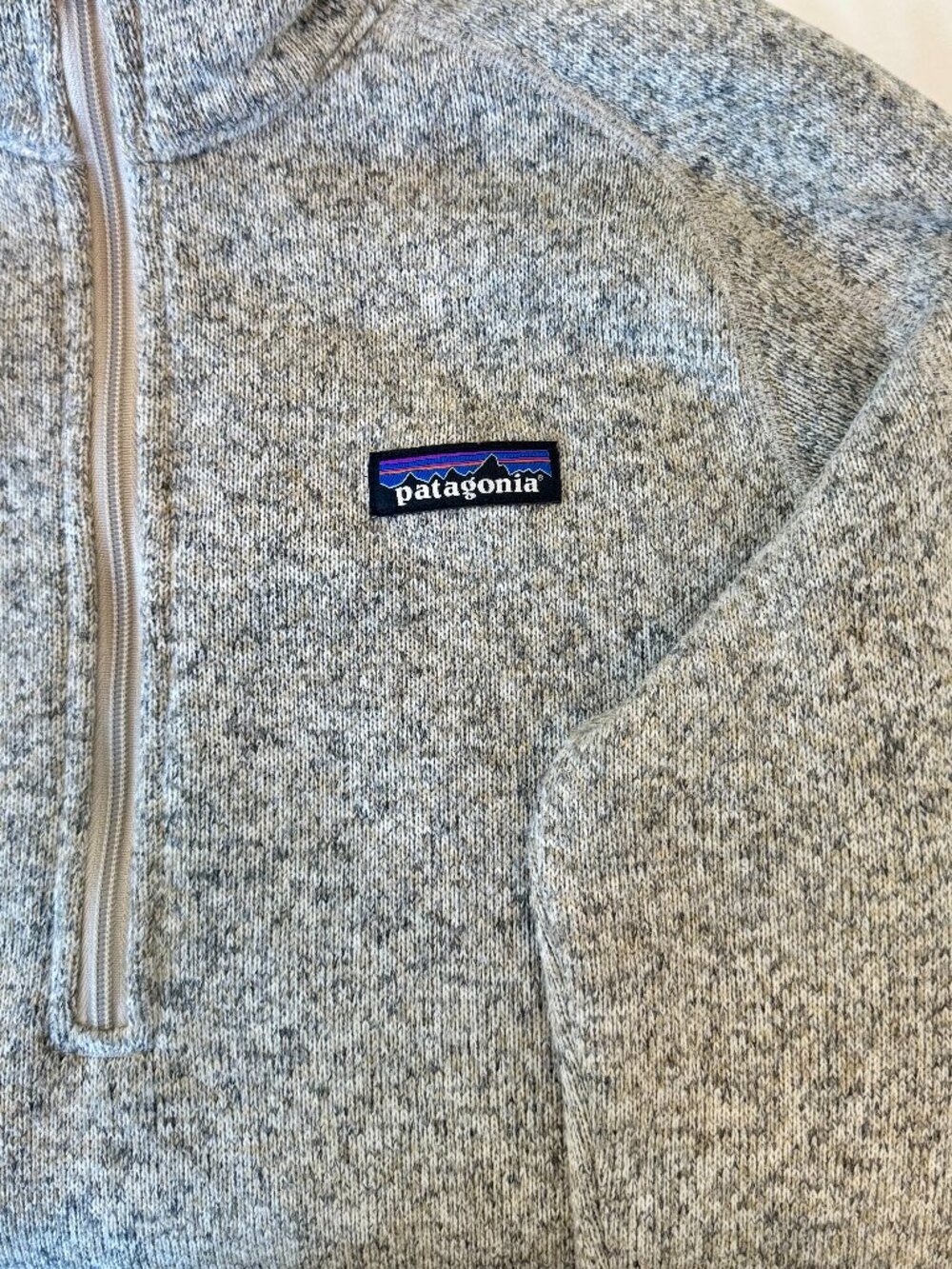 Patagonia Women's Better Sweater 1/4 Zip Fleece - Pelican (Cream/Oatmeal) Size M - Picture 3 of 6